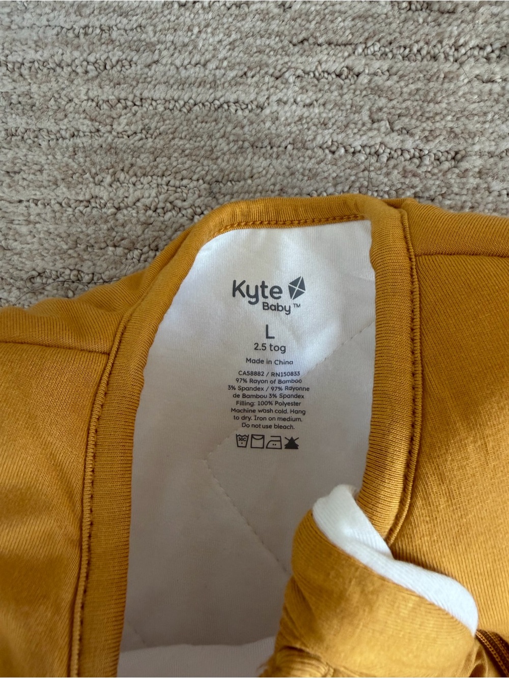 NWOT Kyte Baby Sleep Sack mustard yellow L tog 2.5 - Picture 3 of 4